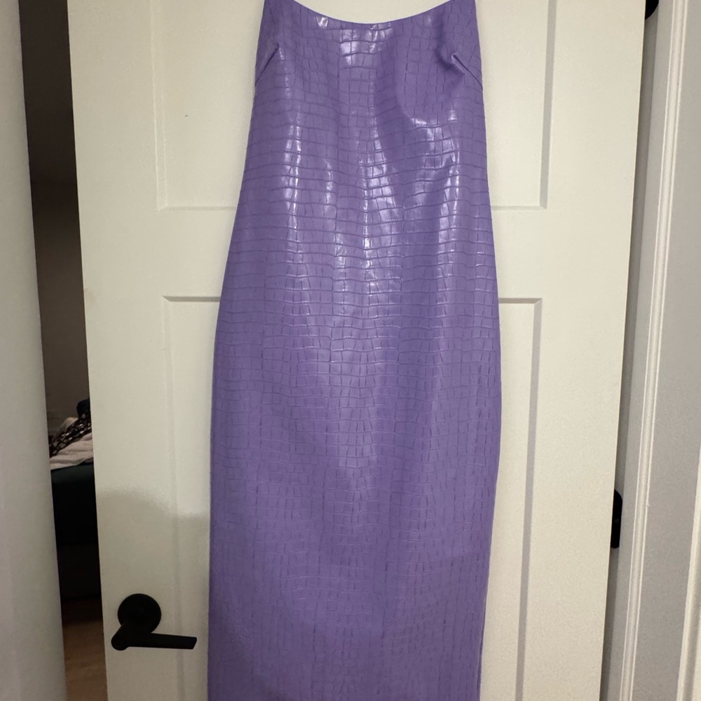 Elegant Purple Croc-Embossed Skirt
